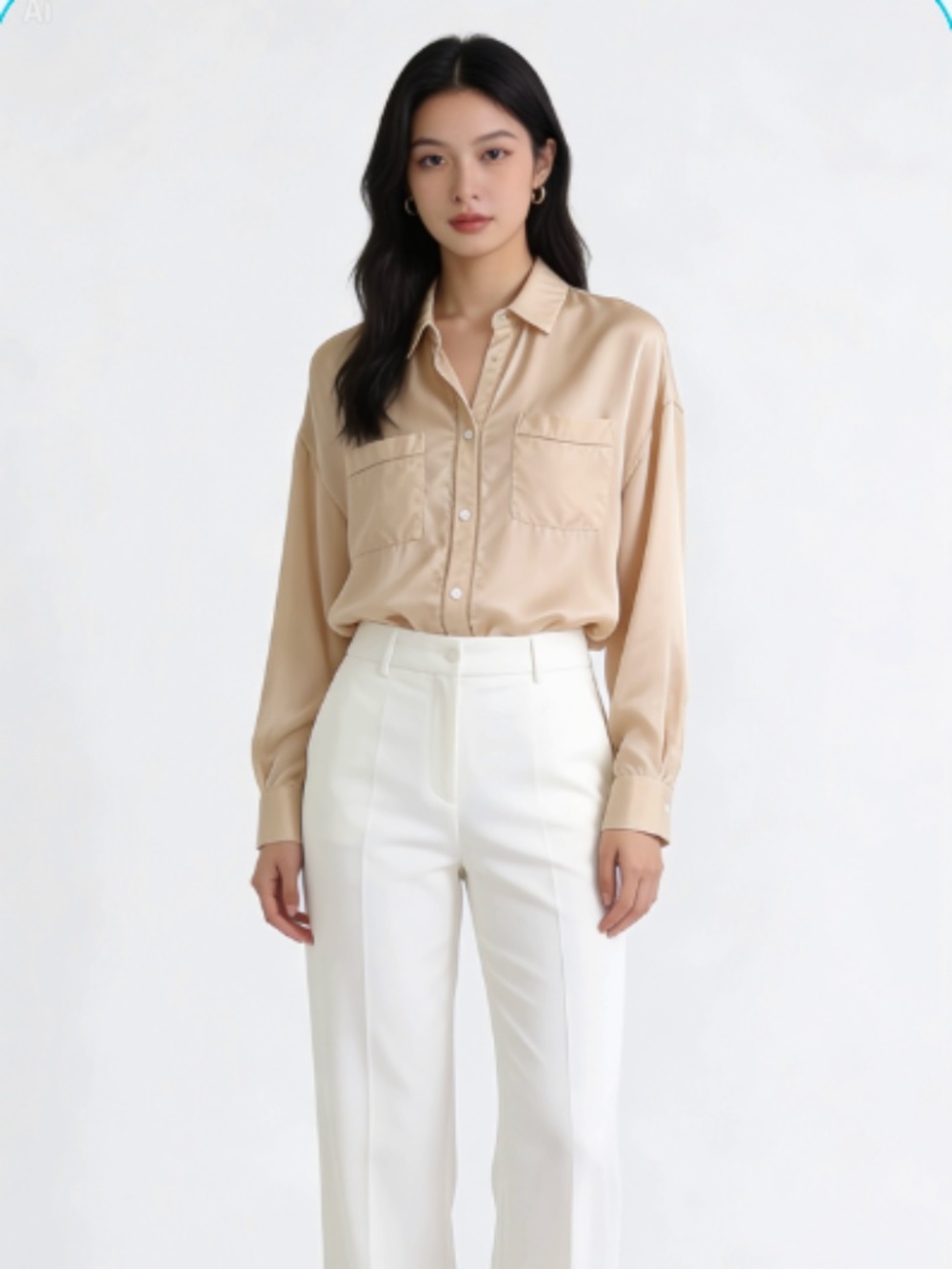 Dear John Denim Silky Blouse Oversized Xs Ivory